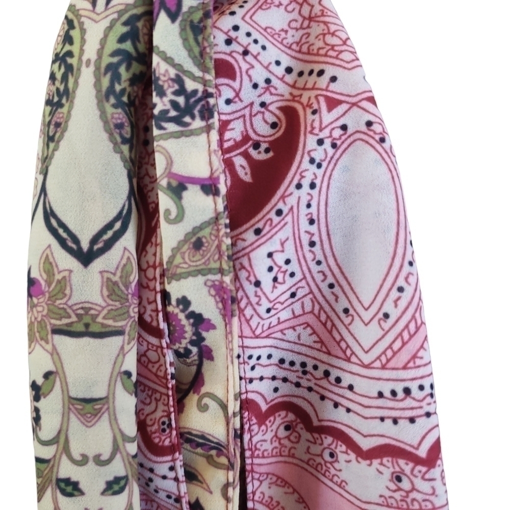 Soft Surroundings Multi print color Paisley Neck Tie Blouse Semi-sheer size smal - Picture 9 of 11